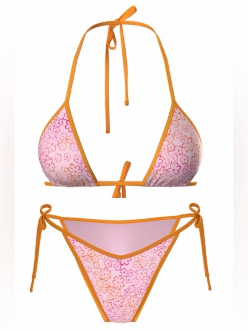 NWT Frankie’s Bikinis Cape May Top & Monty Bottom Neon Floral Size Medium